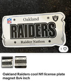Oakland Raiders Raider Nation cool Nfl liciense plate magnet 8x4 inch. Made by Foco
