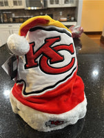 Kansas City Chiefs holiday adult plush santa hat featuring the team's big logo