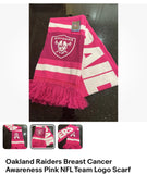 Oakland Raiders Breast Cancer Awareness Pink NFL Team Scarf