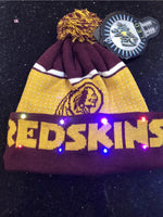 Washington Redskins NFL winter hat cuffed and with LED flashing lights pom hat