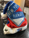 New York Rangers plush NHL team logo adult Santa hat by Forever Collectibles