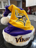 Minnesota Vikings NFL team logo plush Santa holiday hat adult size