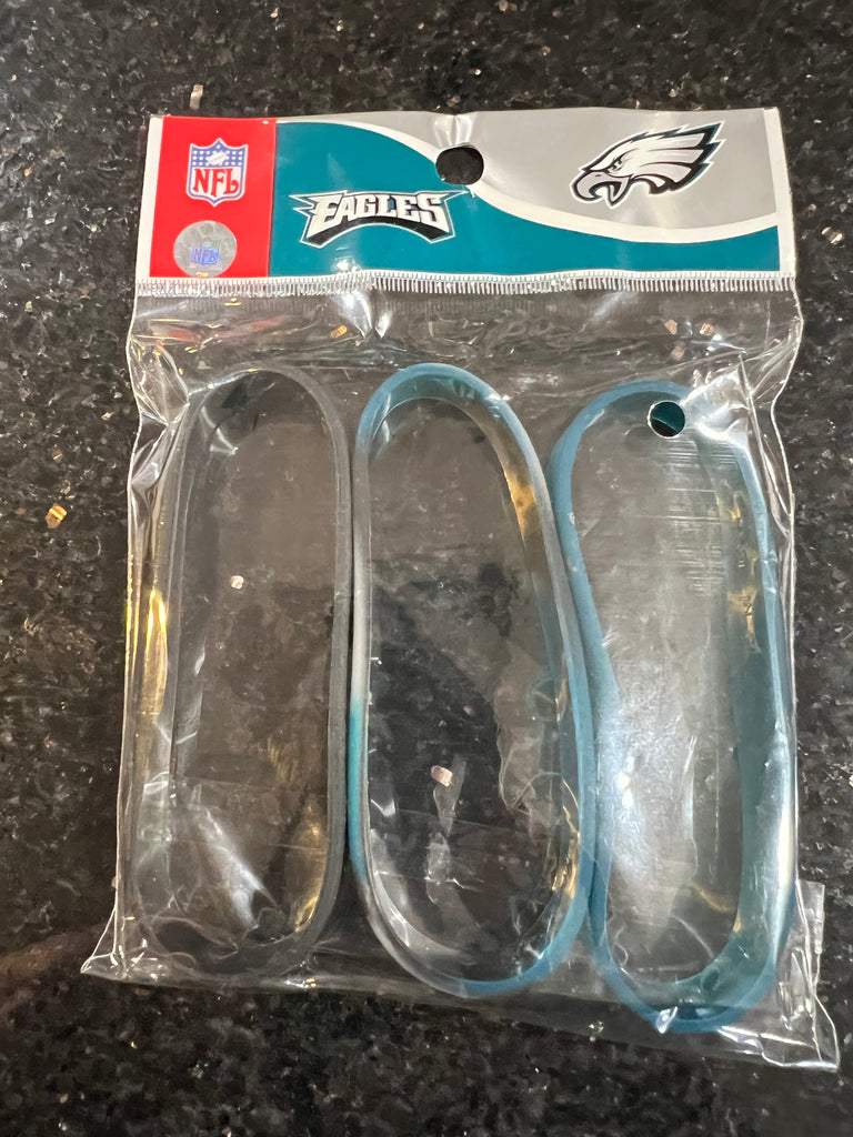 Philadelphia Eagles Adult Mylar NFL Team Logo + Color 3pk Wristbands Bracelet