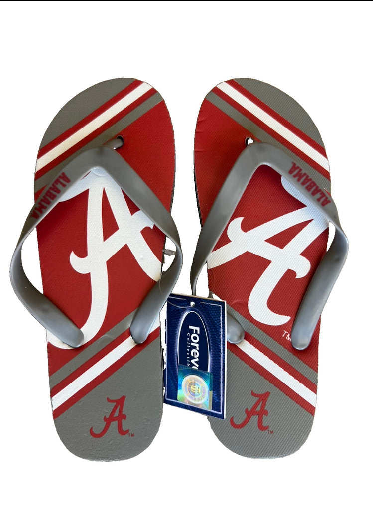 Alabama NCAA Team Logo Unisex Flip Flops Sandals by Forever Collectibles see size chart in photos