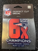 New England Patriots 6X Champion 4 inch Die-cut Decal from Wincraft.