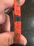 set of three mylar wristbands bracelets featuring the logo of the Houston Astros, a Major League Baseball team. Made by Forever Collectibles