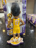 Andrew Bynum bobblehead from the 2009 Los Angeles Lakers NBA championship team. This collectible item is officially licensed by the National Basketball Association (NBA)