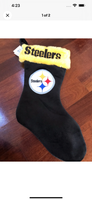 Pittsburgh Steelers NFL team logo18 inch solid black plush xmas stocking.