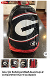 Georgia Bulldogs team logo 2 compartment backpack.

100 % polyester.