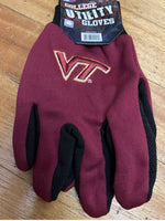 Virginia Tech Hokies adult size utility gloves.