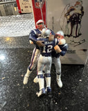 New England Patriots rare retro team celebration Xmas ornament featuring Tom Brady and Tedy Bruschi.