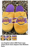 Los Angeles Lakers NBA Team Logo stripe plush mens slippers