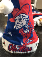 Ole Miss NCAA plush team logo xmas santa hat adult.