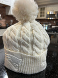 New England Patriots Women's Team Logo Knit Plush Pom Winter Hat by New Era