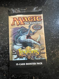 Magic The Gathering Legions Booster Pack is a new sealed pack containing 15 standard-sized cards from the 2003 set. The pack features the Riptide Mangler art