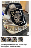 Raiders NFL team logo plush holiday Santa hat swirl design foco