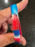 set of three adult wristbands bracelets featuring the Buffalo Bills NFL team logo and colors.
