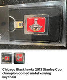 Chicago Blackhawks 2013 Stanley Cup champion domed metal keyring keychain.