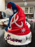 Atlanta Braves MLB Team Logo Plush Swirl Adult Santa Holiday Hat by Forever Collectibles