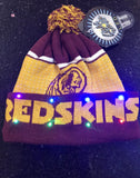 Washington Redskins NFL winter hat cuffed and with LED flashing lights pom hat