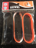 Cleveland Browns silicone team colors wristband bracelet 3 pack.

Team colors used one orange one black and one tie dye