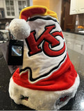 Kansas City Chiefs holiday adult plush santa hat featuring the team's big logo