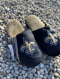 New Orleans Saints NFL mens stripe plush slippers foco.