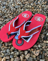 San Francisco 49ers contoured flip flops mens size foco Sandels..

New with tags.