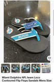 Miami Dolphins NFL team Loco Contoured Flip Flops Sandals Mens Size Large.