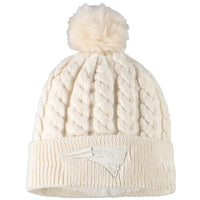 New England Patriots New Era Women's Walcott Cuffed Knit Hat with Pom – Cream