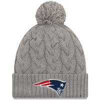 New England Patriots New Era Women's Swift Cable Cuffed Knit Hat with Pom - Gray