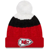 Kansas City Chiefs New Era Women's Layered Up 2 Cuffed Knit Hat with Pom - White/Red