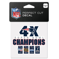 New England Patriots 4 Times Super Bowl Champions 4 x 4 Perfect Cut Decal