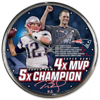 Tom Brady Super Bowl Champions New England Patriots Chrome Clock Wincraft