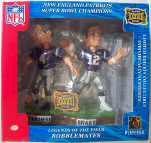 Rare Patriots Tom Brady #12 Adam Vinatieri #4 Duel Super Bowl Bobblehead bobble