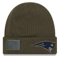 New England Patriots New Era 2018 Salute to Service Sideline Cuffed Knit Hat – Olive