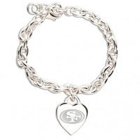 San Francisco 49ers NFL Ladies Silver Heart Charm Bracelet