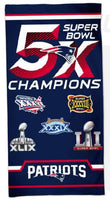 Super Bowl Champions New England Patriots 5X Super Bowl Spectra Beach Towel 30