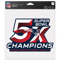 Super Bowl Champions New England Patriots 5X Super Bowl Perfect Cut Color Decal 8