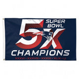 Super Bowl Champions New England Patriots 5X Super Bowl Flag - Deluxe 3' X 5'