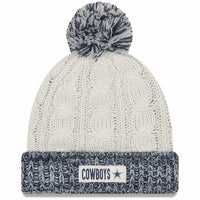 Dallas Cowboys New Era Women's Rugged Tag Cuffed Knit Hat with Pom - Stone