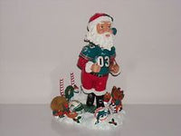 MIAMI DOLPHINS Hand Crafted Team Logo Collectible Christmas SANTA BOBBLEHEAD