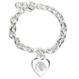 Chicago Blackhawks Ladies Silver Heart Charm Bracelet