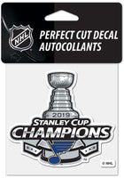 St Louis Blues 2019 Stanley Cup Champs 4x4 Inch Perfect Cut Auto Decal - Blue