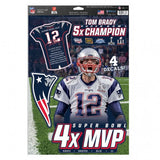 Tom Brady Super Bowl Champions New England Patriots Multi-Use Decal 11" x 17"