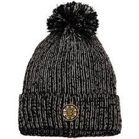 Boston Bruins adidas Women's Metallic Cuffed Knit Hat With Pom – Black/Gold