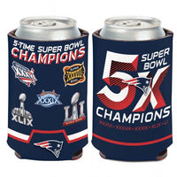 New England Patriots 5-Time Super Bowl Champions Can Cooler Koozie