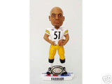 Rare Super Bowl XL Champions Pittsburgh Steelers  Farrior #51 8"Super Bowl 40 ring base bobblehead