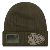 Kansas City Chiefs New Era 2018 Salute to Service Sideline Cuffed Knit Hat – Olive