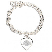 LA Lakers NBA Heart Charm Bracelet Jewelry